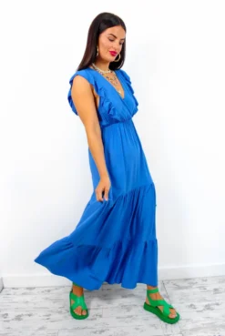 Frantic Romantic - Blue Tiered Maxi Dress -Glamoros Clothing Shop FranticRomantic BlueTieredMaxiDress5