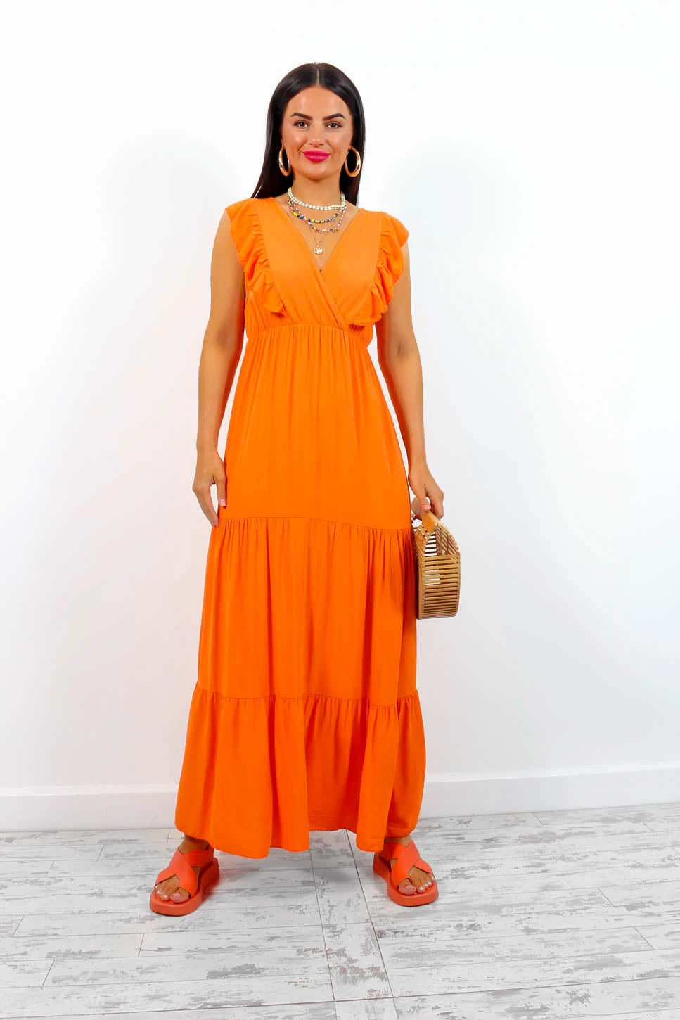 Frantic Romantic - Orange Tiered Maxi Dress 5 Frantic Romantic - Orange Tiered Maxi Dress - Image 5