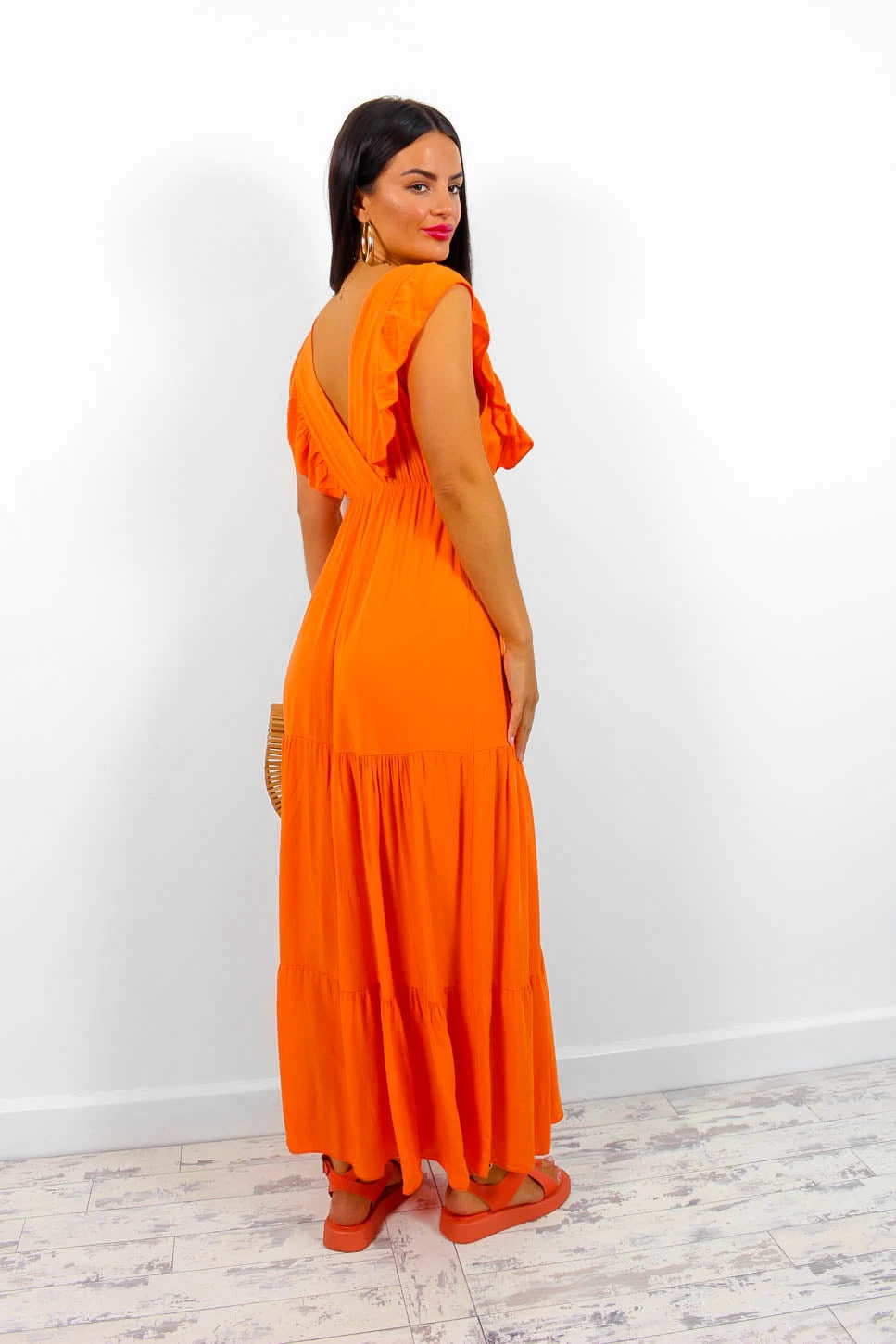Frantic Romantic - Orange Tiered Maxi Dress 4 Frantic Romantic - Orange Tiered Maxi Dress - Image 4