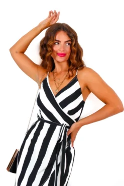 Garden Party - Black White Stripe Maxi Dress 8 Garden Party - Black White Stripe Maxi Dress -Glamoros Clothing Shop GardenParty BlackWhiteStripeMaxiDress 2
