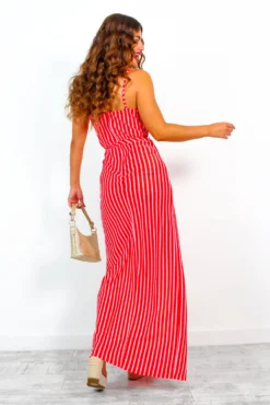 Garden Party - Red Pink Stripe Maxi Dress -Glamoros Clothing Shop GardenParty RedPinkStripeMaxiDress 2