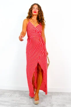 Garden Party - Red Pink Stripe Maxi Dress -Glamoros Clothing Shop GardenParty RedPinkStripeMaxiDress 4