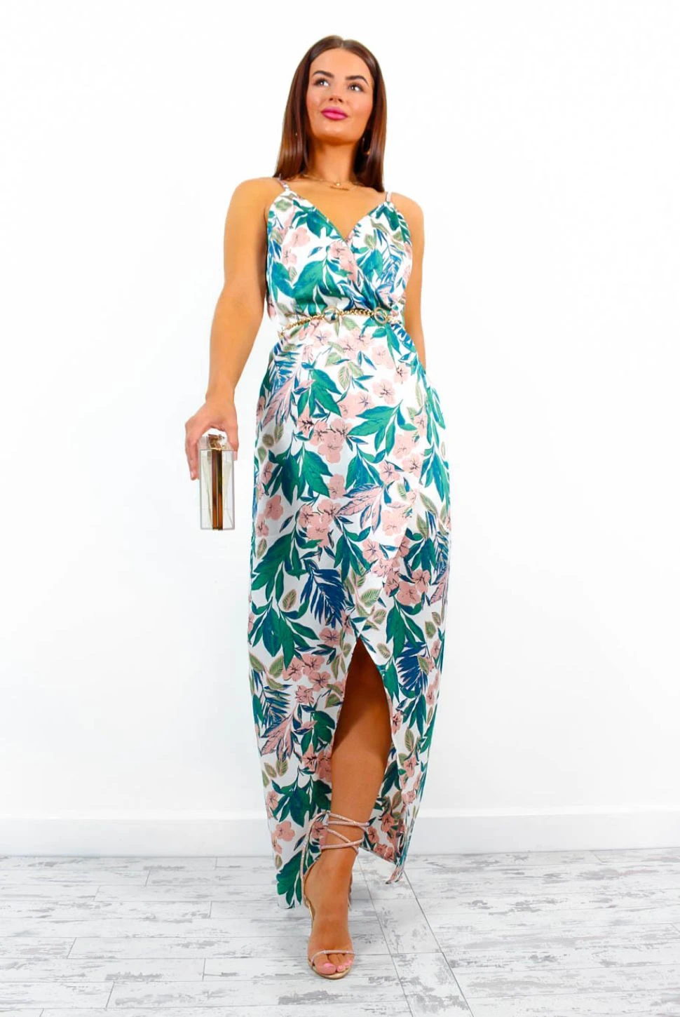 Garden Party - White Blush Tropical Midi Dress 2 Garden Party - White Blush Tropical Midi Dress - Image 2