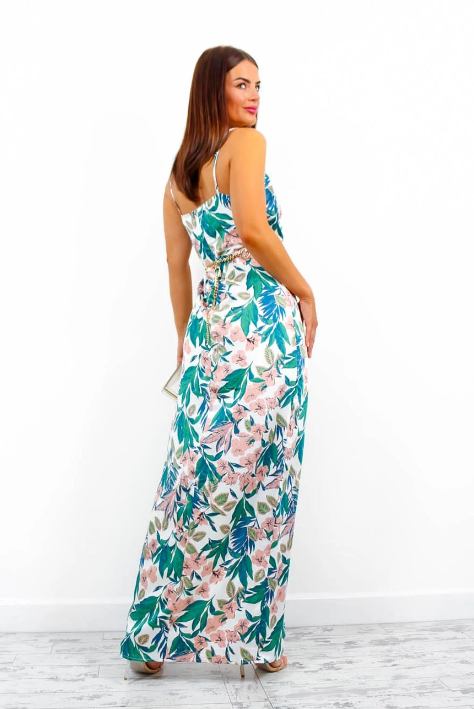 Garden Party - White Blush Tropical Midi Dress 5 Garden Party - White Blush Tropical Midi Dress - Image 5