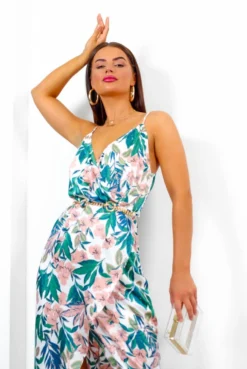 Garden Party - White Blush Tropical Midi Dress 7 Garden Party - White Blush Tropical Midi Dress -Glamoros Clothing Shop GardenParty WhiteBlushTropicalMidiDress5