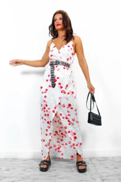 Garden Party - White Red Floral Maxi Dress -Glamoros Clothing Shop GardenParty WhiteRedFloralMaxiDress 4