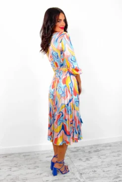 Give Me A Swirl - Blue Coral Pleated Midi Dress -Glamoros Clothing Shop GiveMeASwirl BlueCoralPleatedMidiDress4