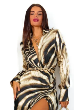 AX Paris Give Me Attention - Cream Beige Animal Midi Dress -Glamoros Clothing Shop GiveMeAttention CreamBeigeAnimalMidiDress 1