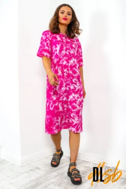 Give Me The Tee - Pink Tie Dye T-shirt Dress 7 Give Me The Tee - Pink Tie Dye T-shirt Dress -Glamoros Clothing Shop GiveMeTheTee PinkTieDyeT shirtDress 3