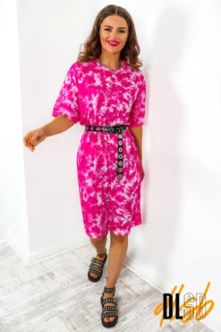 Give Me The Tee - Pink Tie Dye T-shirt Dress