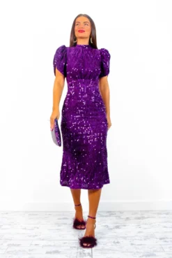 Glamazon - Purple Sequin Midi Dress 18 Glamazon - Purple Sequin Midi Dress -Glamoros Clothing Shop Glamazon PurpleSequinMidiDress1