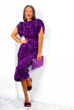 Glamazon - Purple Sequin Midi Dress 17 Glamazon - Purple Sequin Midi Dress -Glamoros Clothing Shop Glamazon PurpleSequinMidiDress6