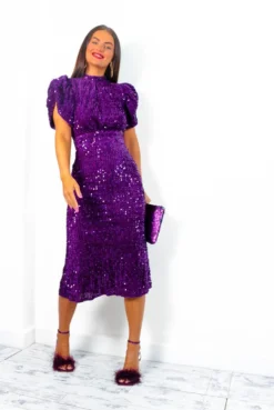 Glamazon - Purple Sequin Midi Dress 13 Glamazon - Purple Sequin Midi Dress -Glamoros Clothing Shop Glamazon PurpleSequinMidiDress7