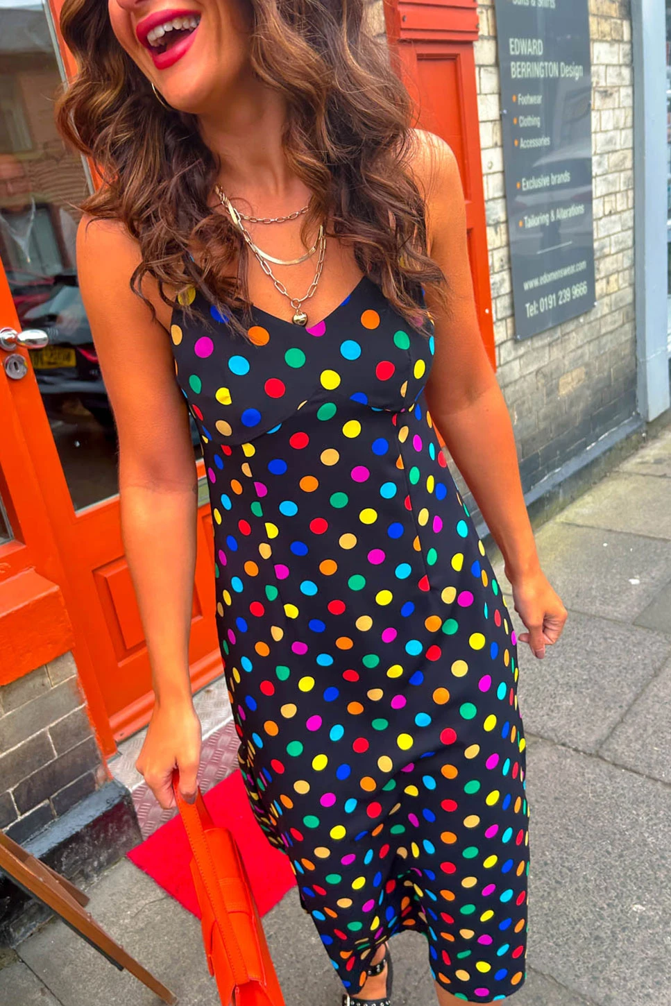 Good Without You - Black Multi Spot Satin Cami Midi Dress 2 Good Without You - Black Multi Spot Satin Cami Midi Dress - Image 2