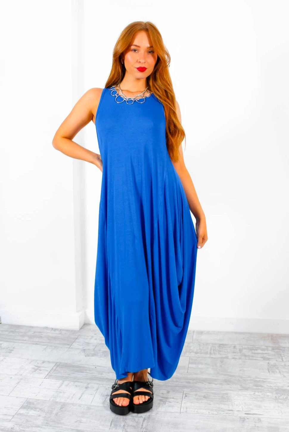 Good Vibes - Cobalt Blue Multi Tie Parachute Dress 2 Good Vibes - Cobalt Blue Multi Tie Parachute Dress - Image 2