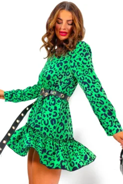 Good Vibes Only - Green Leopard Print Mini Dress 13 Good Vibes Only - Green Leopard Print Mini Dress -Glamoros Clothing Shop GoodVibesOnly GreenLeopardPrintMidiDress 5
