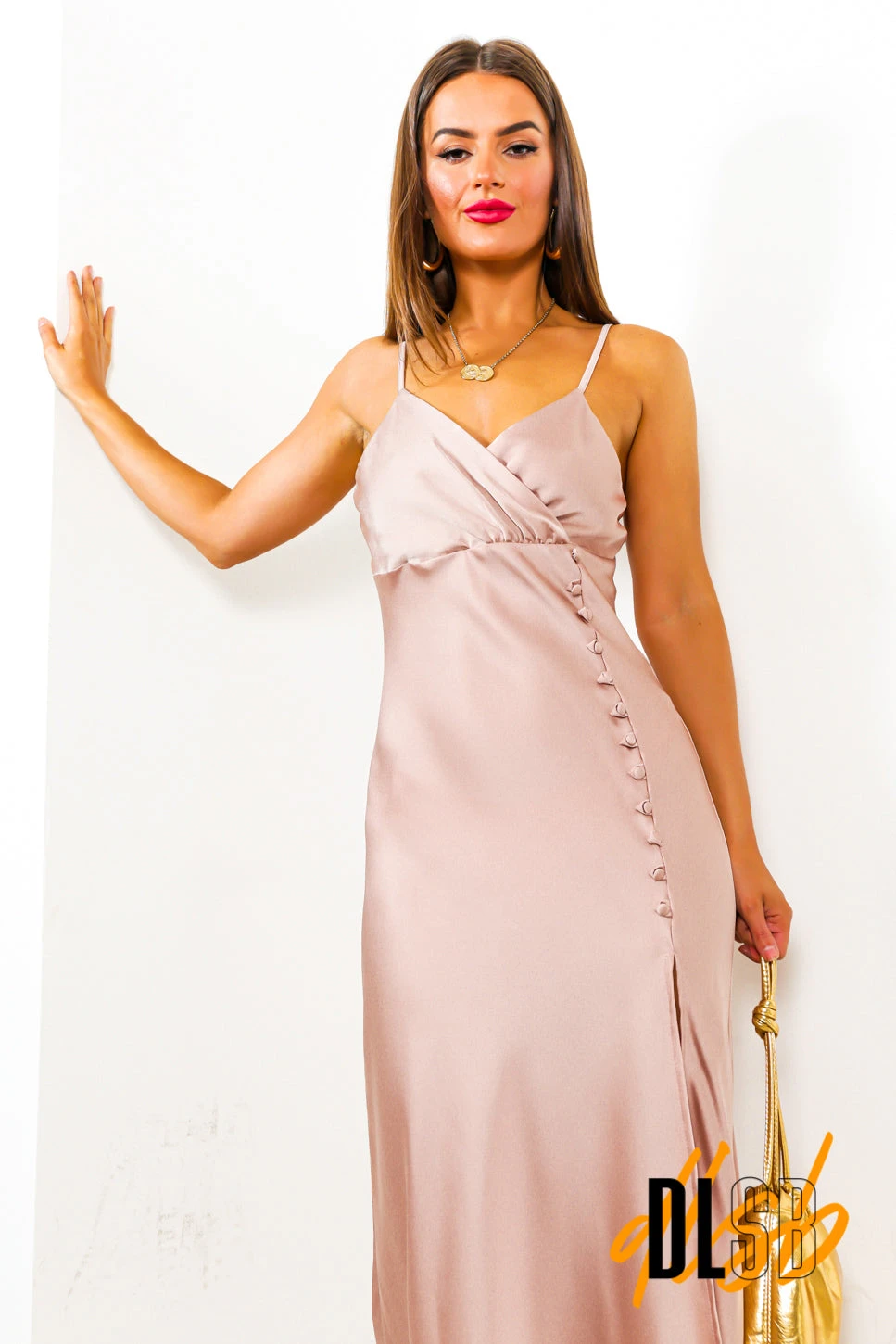 Got Me Slippin - Blush Slip Midi Dress 2 Got Me Slippin - Blush Slip Midi Dress - Image 2