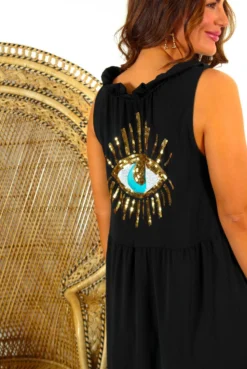 Got My Eye On You - Black Gold Sequin Eye Maxi Dress -Glamoros Clothing Shop GotMyEyeOnYou BlackGoldSequinEyeMaxiDress 7
