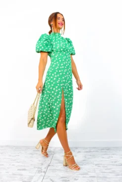 Got The Flower - Green Ditsy Print Midi Dress -Glamoros Clothing Shop GotTheFlower GreenDitsyPrintMidiDress 2