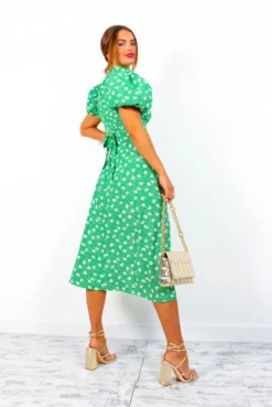 Got The Flower - Green Ditsy Print Midi Dress -Glamoros Clothing Shop GotTheFlower GreenDitsyPrintMidiDress 5