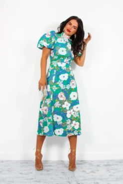Got The Flower - Green Floral Midi Dress 12 Got The Flower - Green Floral Midi Dress -Glamoros Clothing Shop GotTheFlower GreenFloralMidiDress1
