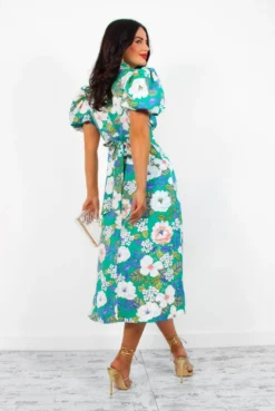 Got The Flower - Green Floral Midi Dress 14 Got The Flower - Green Floral Midi Dress -Glamoros Clothing Shop GotTheFlower GreenFloralMidiDress2