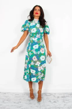 Got The Flower - Green Floral Midi Dress 15 Got The Flower - Green Floral Midi Dress -Glamoros Clothing Shop GotTheFlower GreenFloralMidiDress3