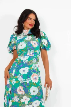 Got The Flower - Green Floral Midi Dress 13 Got The Flower - Green Floral Midi Dress -Glamoros Clothing Shop GotTheFlower GreenFloralMidiDress4
