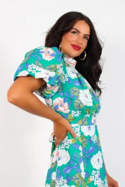 Got The Flower - Green Floral Midi Dress 11 Got The Flower - Green Floral Midi Dress -Glamoros Clothing Shop GotTheFlower GreenFloralMidiDress5