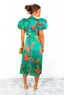 Got The Flower - Green Red Floral Midi Dress -Glamoros Clothing Shop GotTheFlower GreenRedFloralMidiDress 5