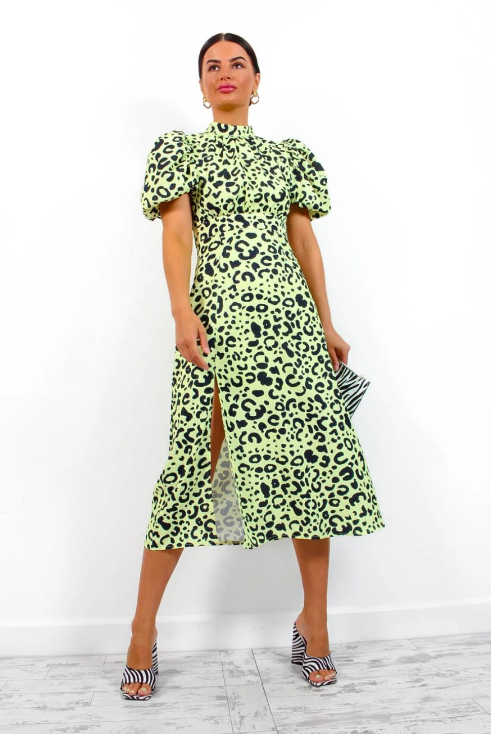 Got The Flower - Lemon Leopard Print Midi Dress 3 Got The Flower - Lemon Leopard Print Midi Dress - Image 3