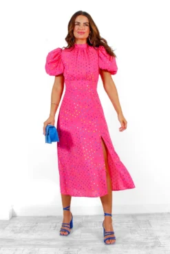 Got The Flower - Pink Multi Spot Midi Dress -Glamoros Clothing Shop GotTheFlower PinkMultiSpotMidiDress 4