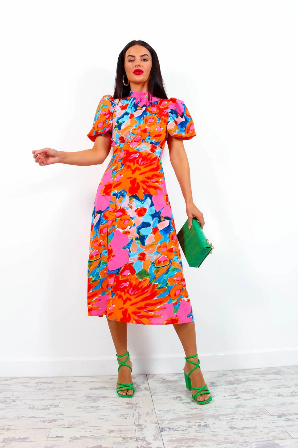 Got The Flower - Pink Orange Floral Midi Dress 6 Got The Flower - Pink Orange Floral Midi Dress - Image 6