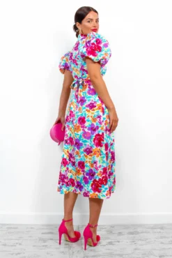 Got The Flower - Purple Multi Floral Midi Dress -Glamoros Clothing Shop GotTheFlower PurpleMultiFloralMidiDress 1