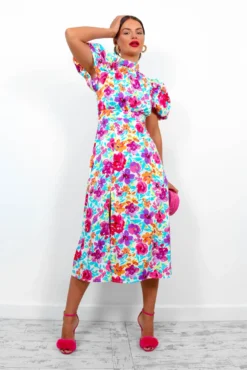 Got The Flower - Purple Multi Floral Midi Dress -Glamoros Clothing Shop GotTheFlower PurpleMultiFloralMidiDress 2
