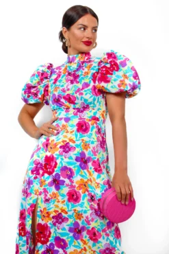 Got The Flower - Purple Multi Floral Midi Dress -Glamoros Clothing Shop GotTheFlower PurpleMultiFloralMidiDress 3