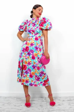Got The Flower - Purple Multi Floral Midi Dress -Glamoros Clothing Shop GotTheFlower PurpleMultiFloralMidiDress 4