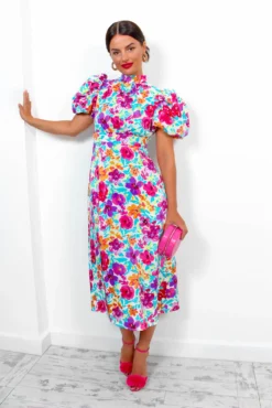 Got The Flower - Purple Multi Floral Midi Dress -Glamoros Clothing Shop GotTheFlower PurpleMultiFloralMidiDress 5
