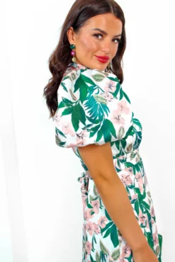 Got The Flower - White Blush Tropical Midi Dress -Glamoros Clothing Shop GotTheFlower WhiteBlushTropicalMidiDress 1