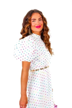 Got The Flower - White Multi Spot Mini Dress -Glamoros Clothing Shop GotTheFlower WhiteMultiSpotMiniDress2
