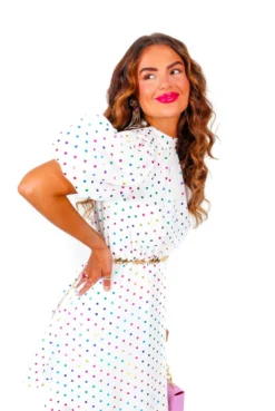 Got The Flower - White Multi Spot Mini Dress -Glamoros Clothing Shop GotTheFlower WhiteMultiSpotMiniDress3