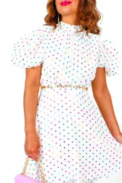 Got The Flower - White Multi Spot Mini Dress -Glamoros Clothing Shop GotTheFlower WhiteMultiSpotMiniDress7