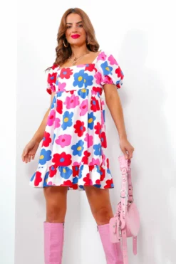 Glamorous Groovy Baby - White Multi Flower Print Midi Dress -Glamoros Clothing Shop GroovyBaby WhiteMultiFlowerPrintMidiDress 4 scaled