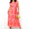 Hard To Tame - Pink Orange Leopard Midi Dress