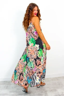 Spring Break - Black Multi Baroque & Zebra Print Maxi Dress -Glamoros Clothing Shop HaveAGoodDay BlackMultiBaroque ZebraPrintMaxiDress 4