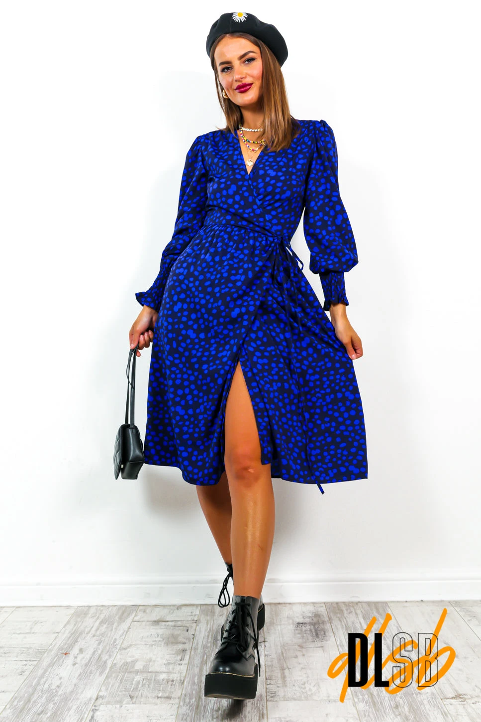 He Loves Me, He Loves Me Spot - Black Blue Print Midi Dress 5 He Loves Me, He Loves Me Spot - Black Blue Print Midi Dress - Image 5
