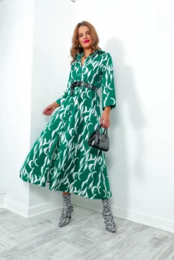 AX Paris Her Soul Is Wild - Forest White Printed Maxi Shirt Dress