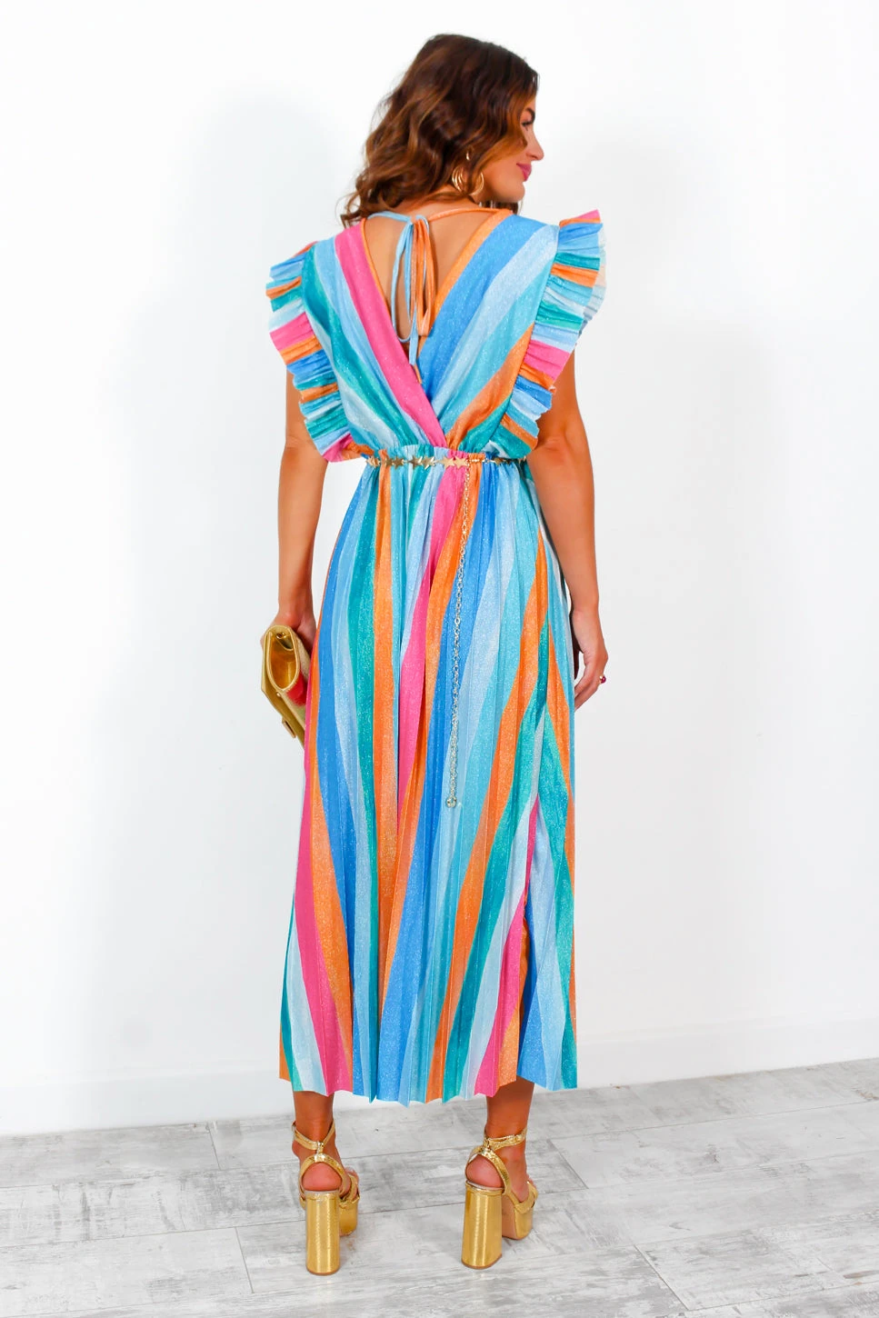 I Have A Dream - Multi Rainbow Glitter Pleated Maxi Dress 5 I Have A Dream - Multi Rainbow Glitter Pleated Maxi Dress - Image 5