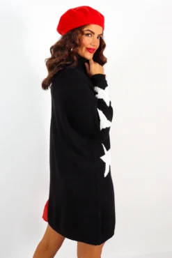 Call It Even - Black White Star Print Roll Neck Dress -Glamoros Clothing Shop IMG 1067 2 2 2 3