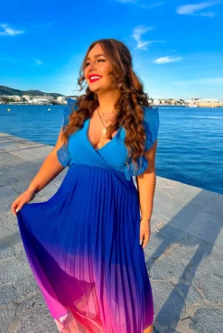 Mamma Mia - Blue Pink Ombre Pleated Maxi Dress 13 Mamma Mia - Blue Pink Ombre Pleated Maxi Dress -Glamoros Clothing Shop IMG 1893